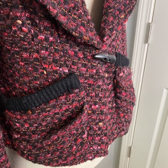 Nanette Lepore Pink and Black Tweed Blazer with Toggle Closure, Size 2 - Picture 2 of 9